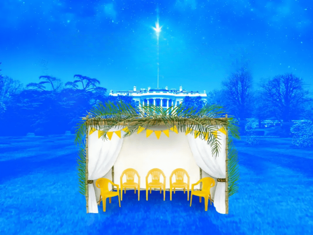 Image of sukkah in front of the White House
