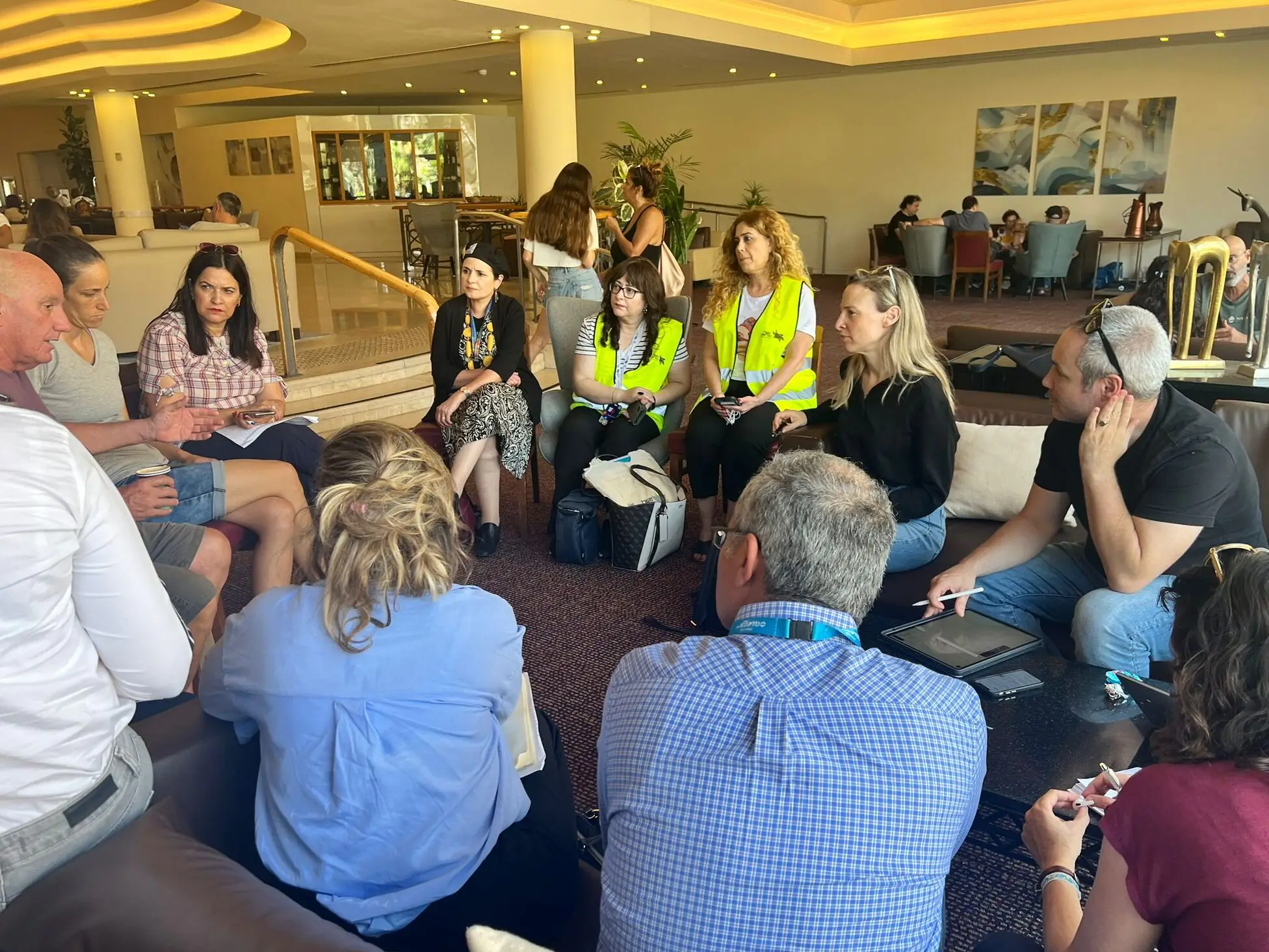Group of people meeting in Israel.