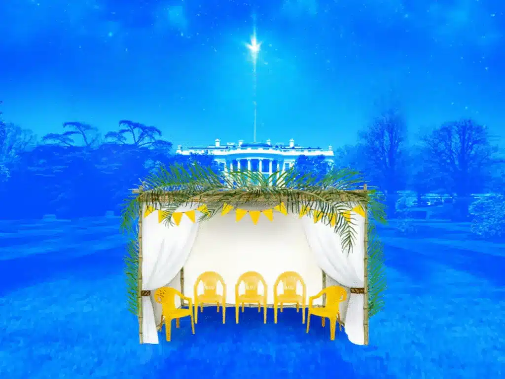 Image of sukkah in front of the White House